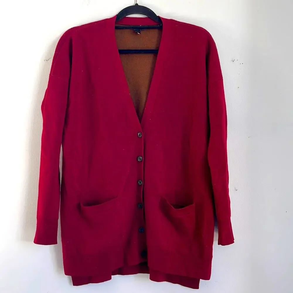 J. Crew Merino Wool blend dark academia button up knit cardigan sweater sz S